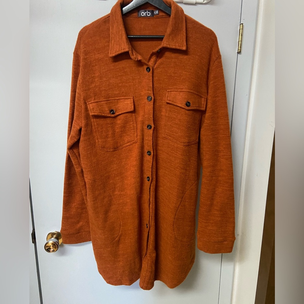 Orb burnt orange button down long sleeve shirt